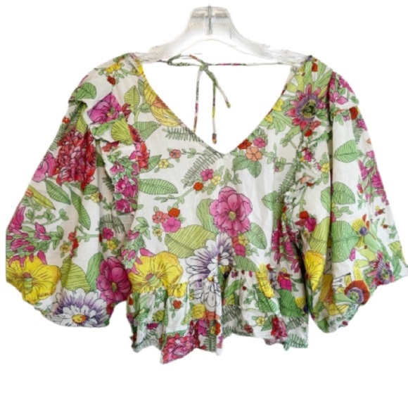 Love The Label Mitzie Floral Ruffle Blouse Romantic Feminine Sz XS Cottagecore - Picture 2 of 16